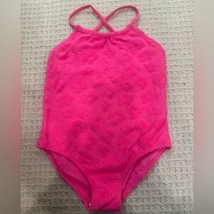 Zara Bright Pink Floral Jacquard Kids Bathingsuit